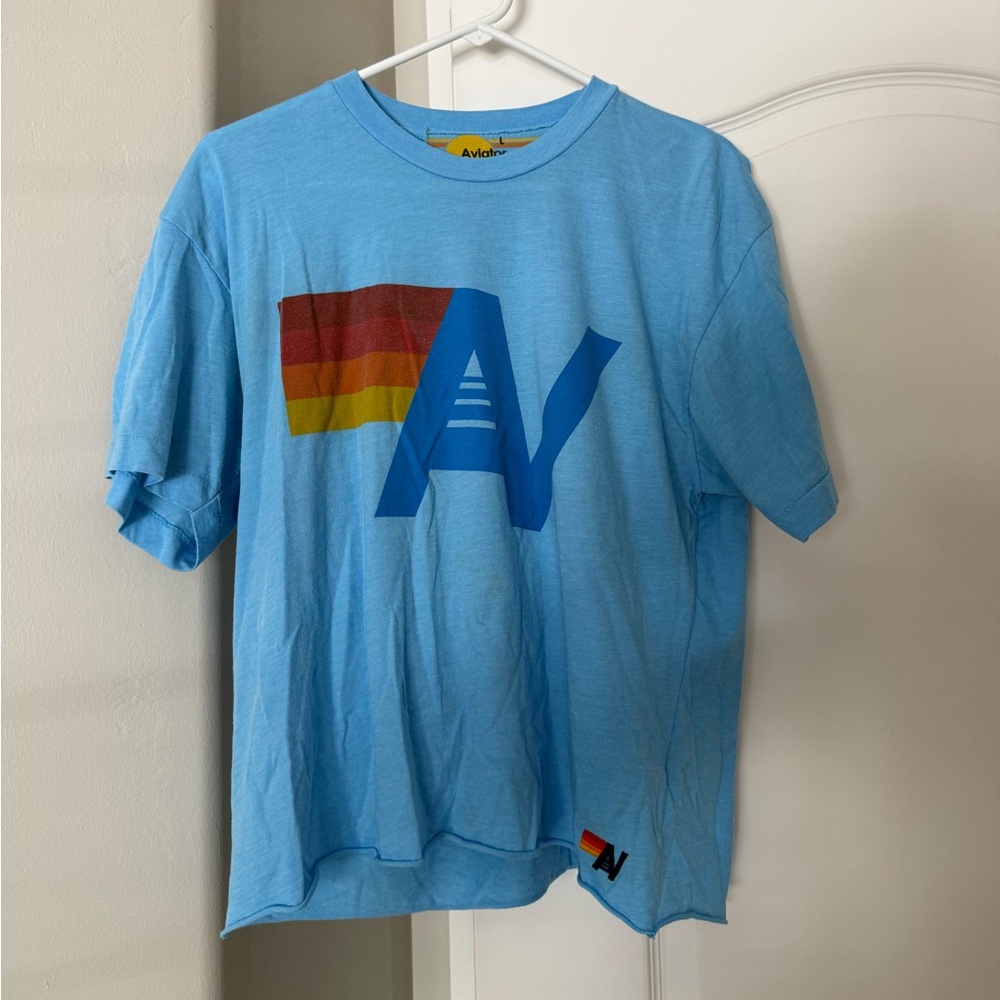 Aviator Nation Blue Logo Boyfriend Tee